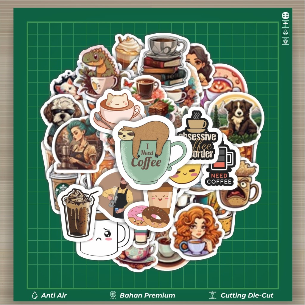 

HOT 50 PCS STIKER Stiker Coffe Art [Seni Kopi] Stiker Fashion Cars Decal Dingin Kartu Album Custom Vinyl Anti Air- Sticker Aesthetic Buku Journal Koper Casing HP Tablet Laptop Helm Motor Botol Minum