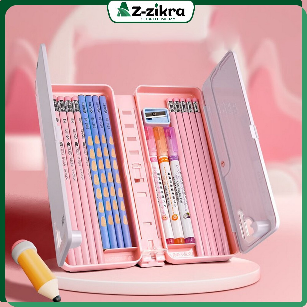 

Kotak Pensil Lipat 2IN1 Multifungsi dengan Tatakan Buku dan Papan Tulis Praktis / Tempat Penyimpanan Alat Tulis Anak Sekolah / Pencil Case Book Holder Import Az Zikra Stationery A73CO