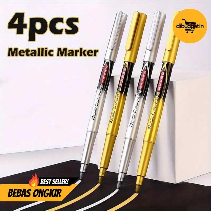 

Spidol Permanen Marker Metallic Chrome Gold Silver 1.5mm 4 PCS - Tyno GN550