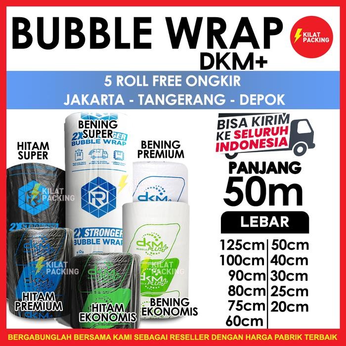 

Plastik Bubble / BUBLE Wrap 125cm x 50m DKM PLUS PREMIUM MURAH - Bening Hijau, 125cm x 50m