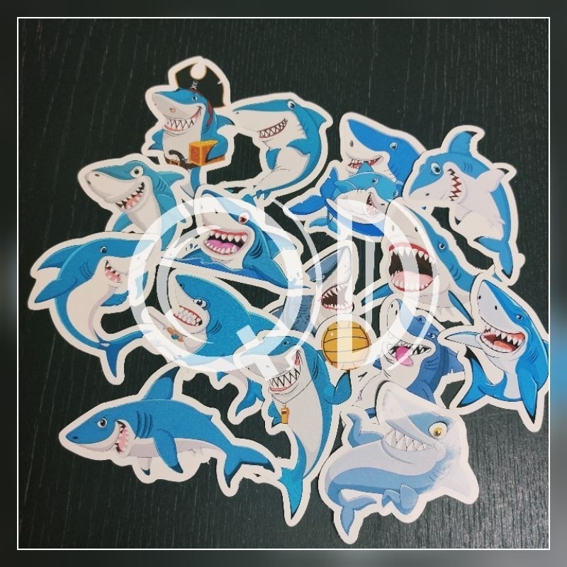

STIKER PRINTING A3 TIGER SHARCK STICKER GLOSSY GAMBAR HIU KARTUN ISI 15 PCS