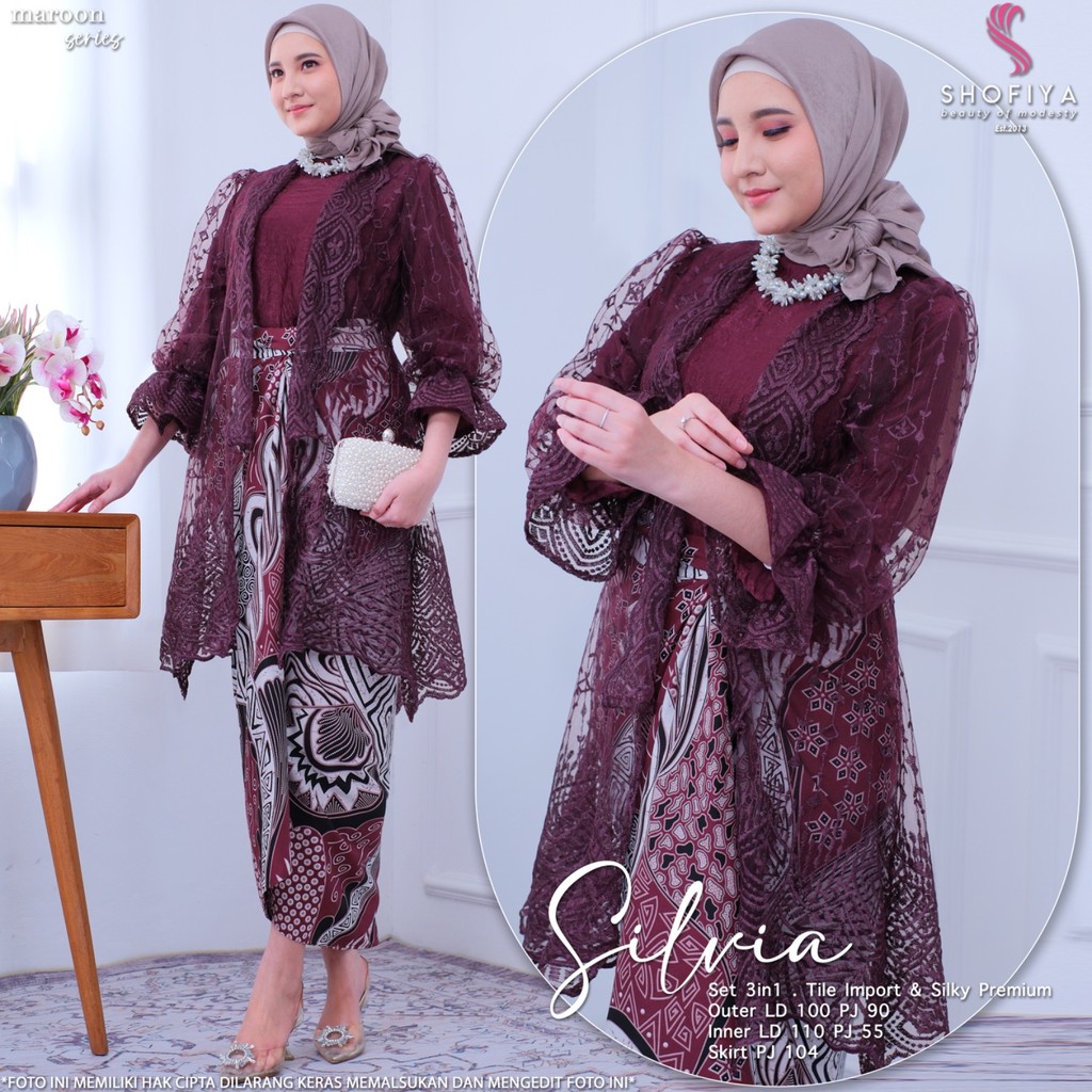 SILVIA KEBAYA BRUKAT DRESS PESTA Original by Shofiya
