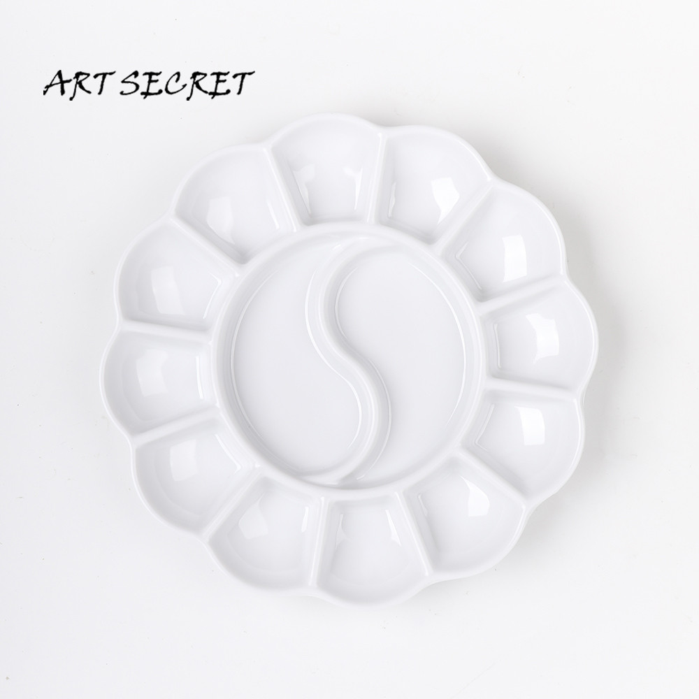 

Artsecret 12-Well Imitation Ceramic Paint Palette Pigment Calligraphy Watercolor Painting Color Mixing Paint Tray for Artists