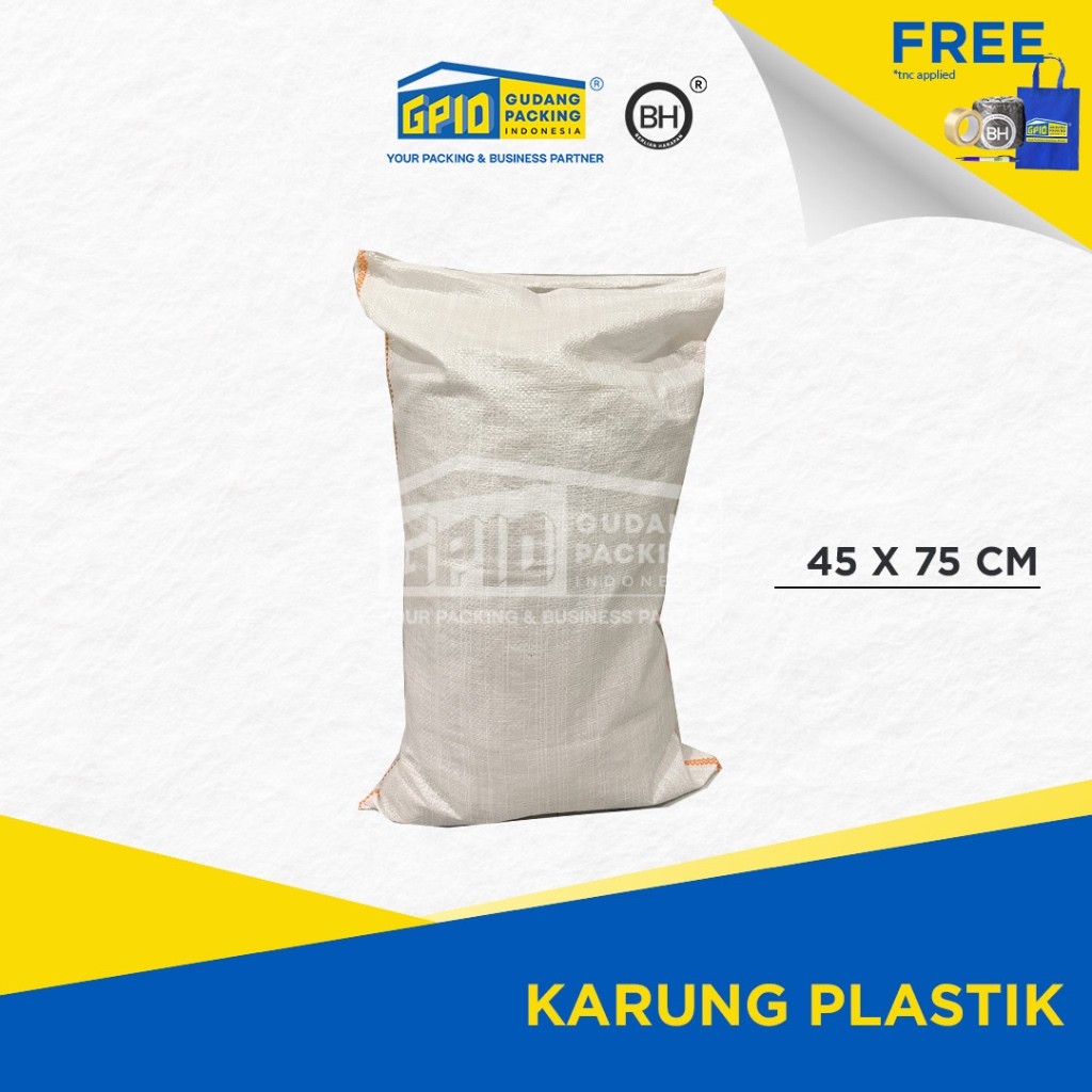 Karung Plastik Putih 25Kg 45X75 (Isi 100 Lbr)