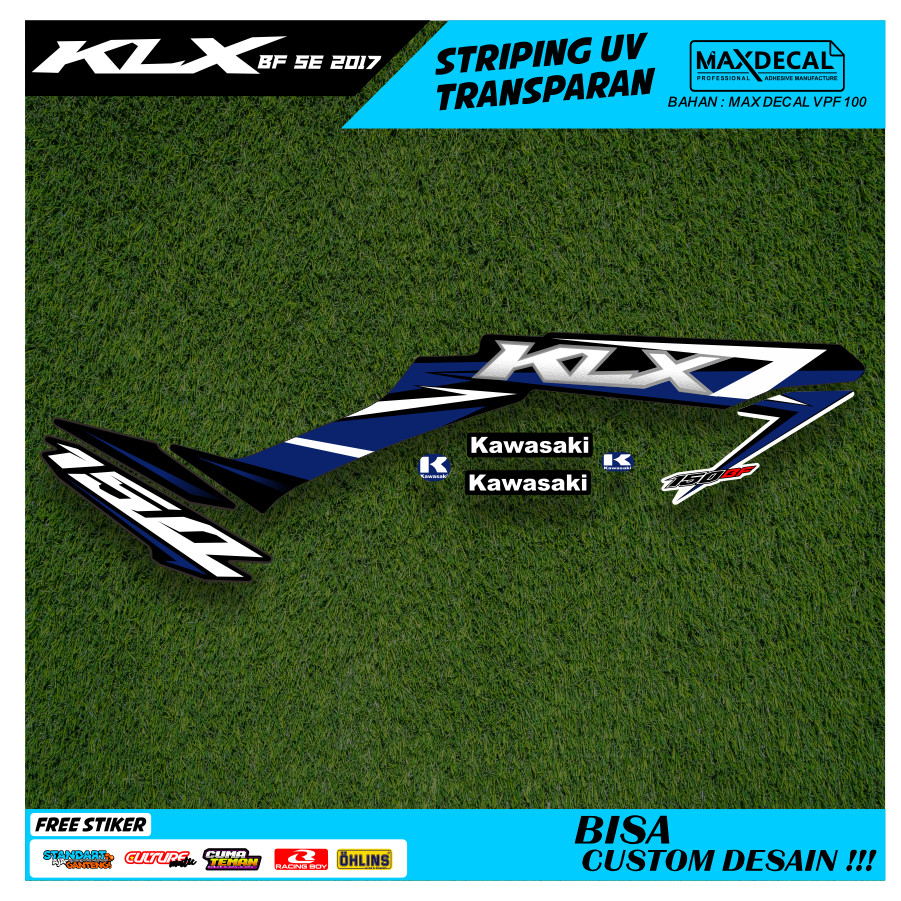 striping lis klx bf extrime 2016 biru putih original stripping klx bf g vinil transprant max decal