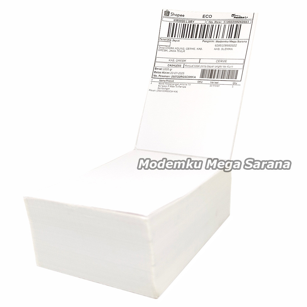 

500 Lembar Lipat - Kertas Thermal Stiker Label Resi 100x150 mm Sleman Jogja