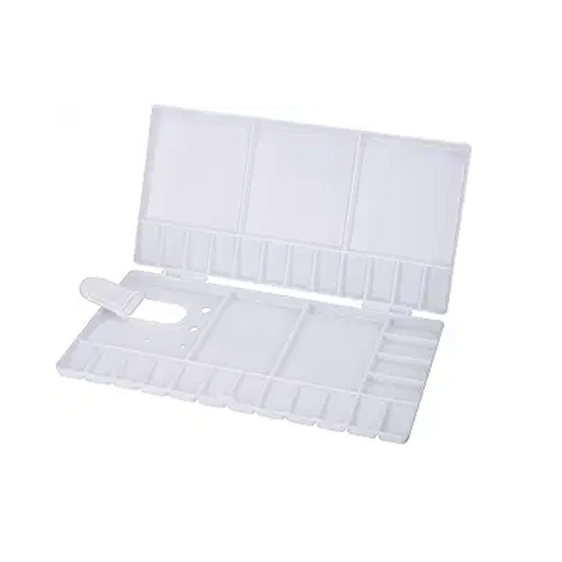 

Folding Watercolor Paint Palette Case, 25 Compartments Paint Mixing Palette Tray with Thumb Hole, Portable with Lid