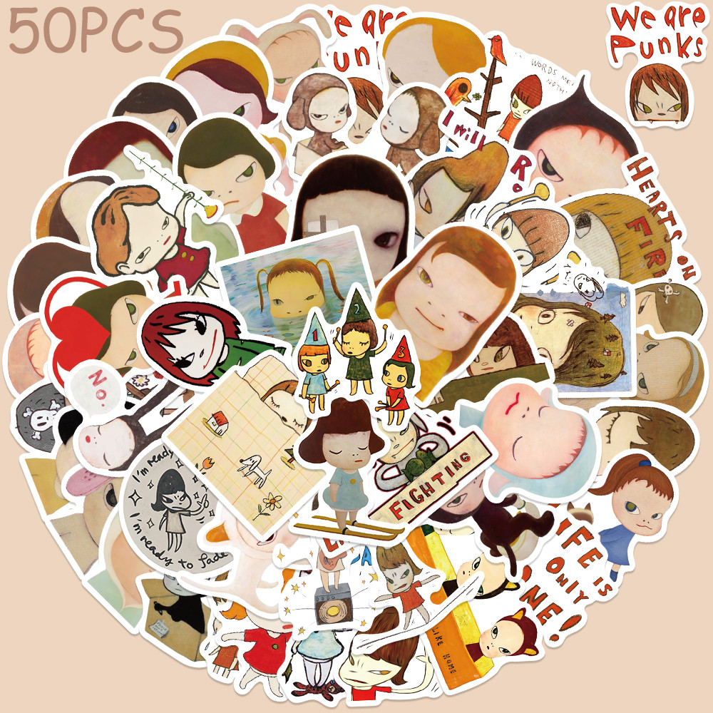 

50pcs Japanese Designer Yoshitomo Nara Stickers Decals For Phone Laptop Suitcase Notebook Skateboard Waterproof Stickers