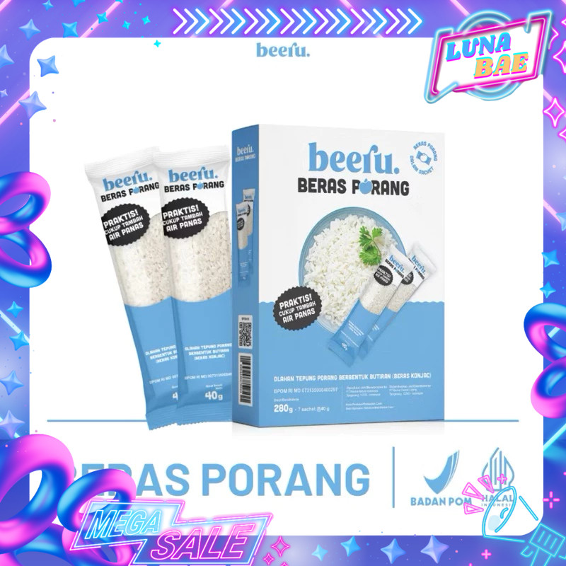 

Beeru - Beras Porang - Box isi 7 saset - Shirataki Konjac Rice Beras Putih Sehat