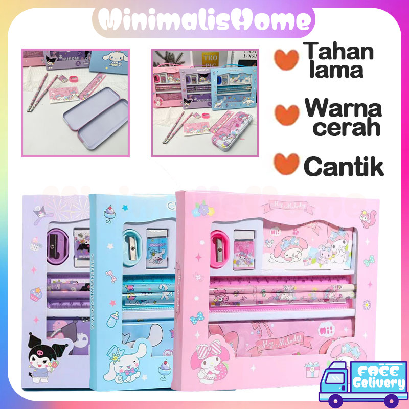 

Set Alat Tulis Anak/ Kotak Pensil Anak Set 7 in 1 Stationery Untuk Hadiah Anak Sekolah/Sanrio/Alat Tulis Set Kotak Pensil Karakter Kuromi/ Set ATK Lucu dan Murah