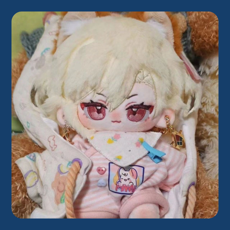 20cm Genshin Impact Kaveh Plush Doll Rubber Band Ear Magnetic Tail With Earrings Dress Up Doll