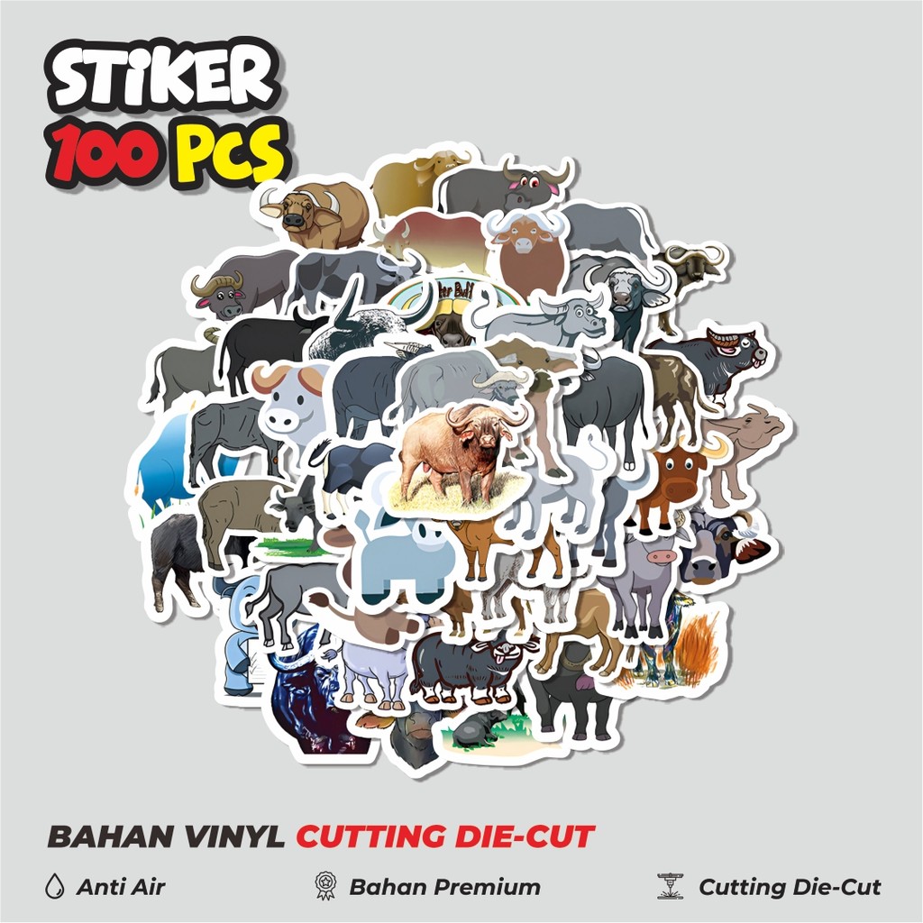 

Terbaru! 50 pcs Stiker Hewan Bufallo [Kerbau] Dekorasi Lucu Kreatif untuk Notebook, Skateboard, HP