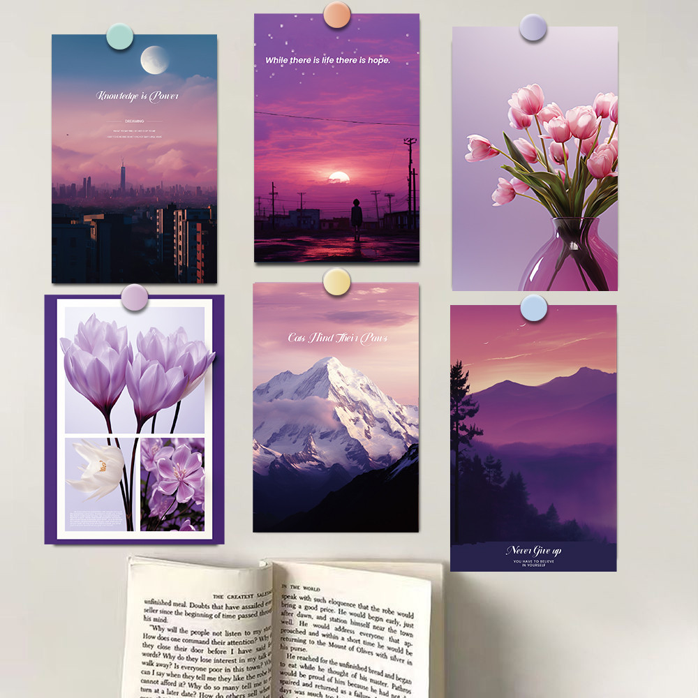 

15PCS Purple Fantasy Card Sticker Posters Home Decorative Cafe Art Pictures Bar Laptop Luggage For Background Poster Sticker