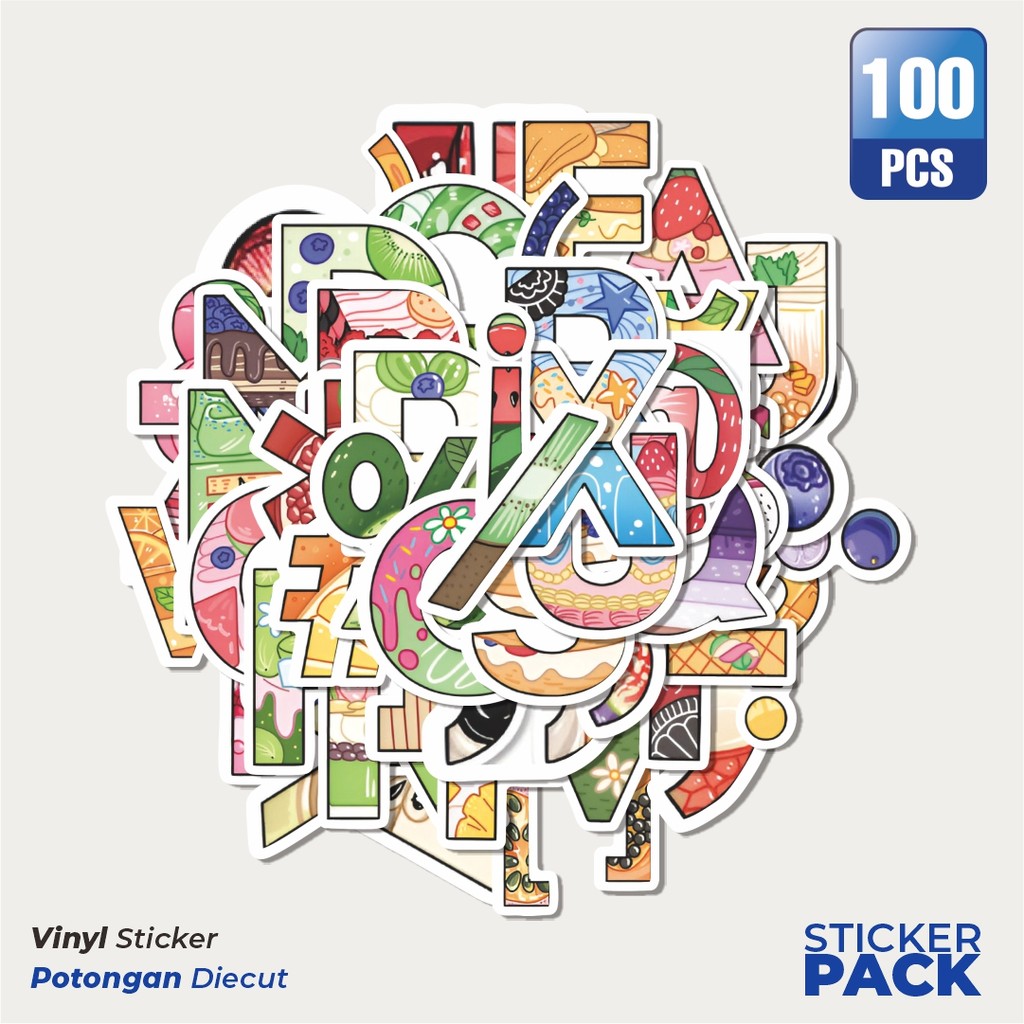 

Super Hemat! 100 PCS Stiker Cute Alphabet Food Series [Seri Makanan Alfabet Lucu] Waterproof Aesthetic- Untuk Laptop, Motor, dan Helm - Paper Stationery Pack