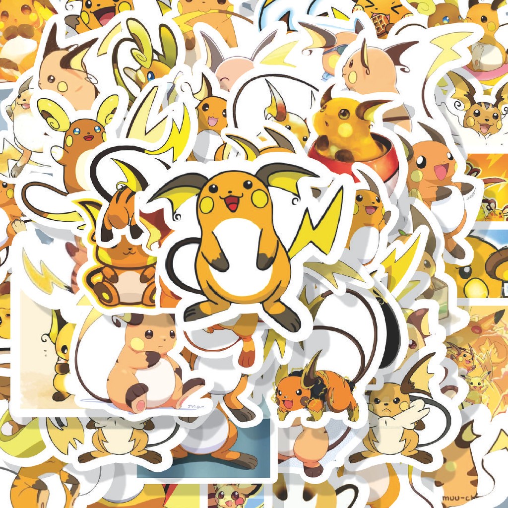 

100PCS Lucu Stiker Raichu Pokemon Stiker Aesthetic Stiker Anti Air Stikers Berperekat Waterproof sticker decal buat Motor Helm Buku Journal Koper Casing HP Laptop Botol Minum Hadiah anak