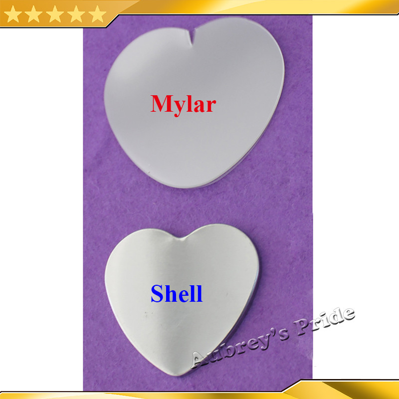 

(Upper Parts) Heart Shape 57x52mm Blank 100 Sets Mylar Film Cover Metal Button Supply Materials for Badge Button Maker