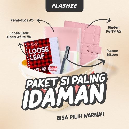 

PROMO Flashee Paket Binder Puffy 4in1 Binder Kuliah Dan Sekolah Sudah Termasuk Isi Binder