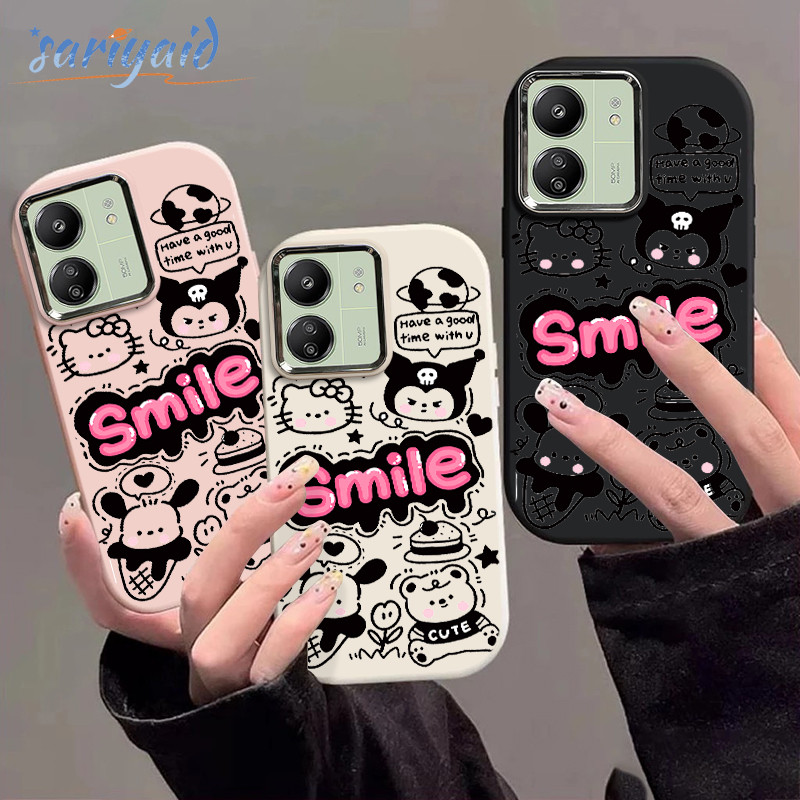 Casing Redmi Sanrio Ungu Hitam Soft Case Lucu Chubby Case Fashion Cocok untuk Redmi Note 9A 9I 12 9C