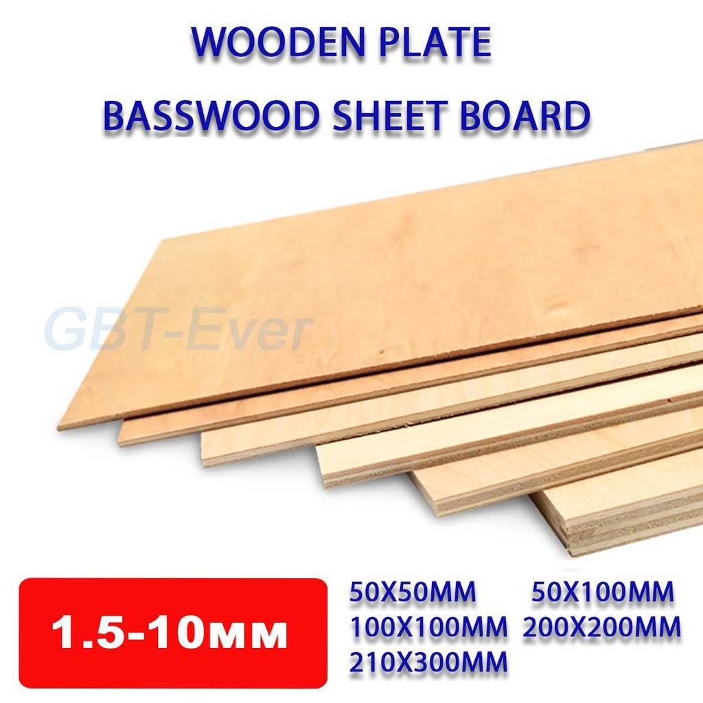 

1/5Pcs Thickness 1.5/2/3/4/5/10mm Wooden Plate Basswood Sheet 50x50~210x300mm Lightweight Craft Board Model DIY Wood Chips