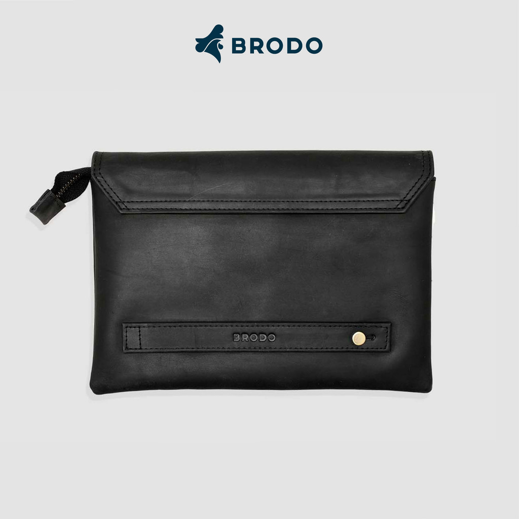 BRODO - Tas Borse Leather Clutch Black