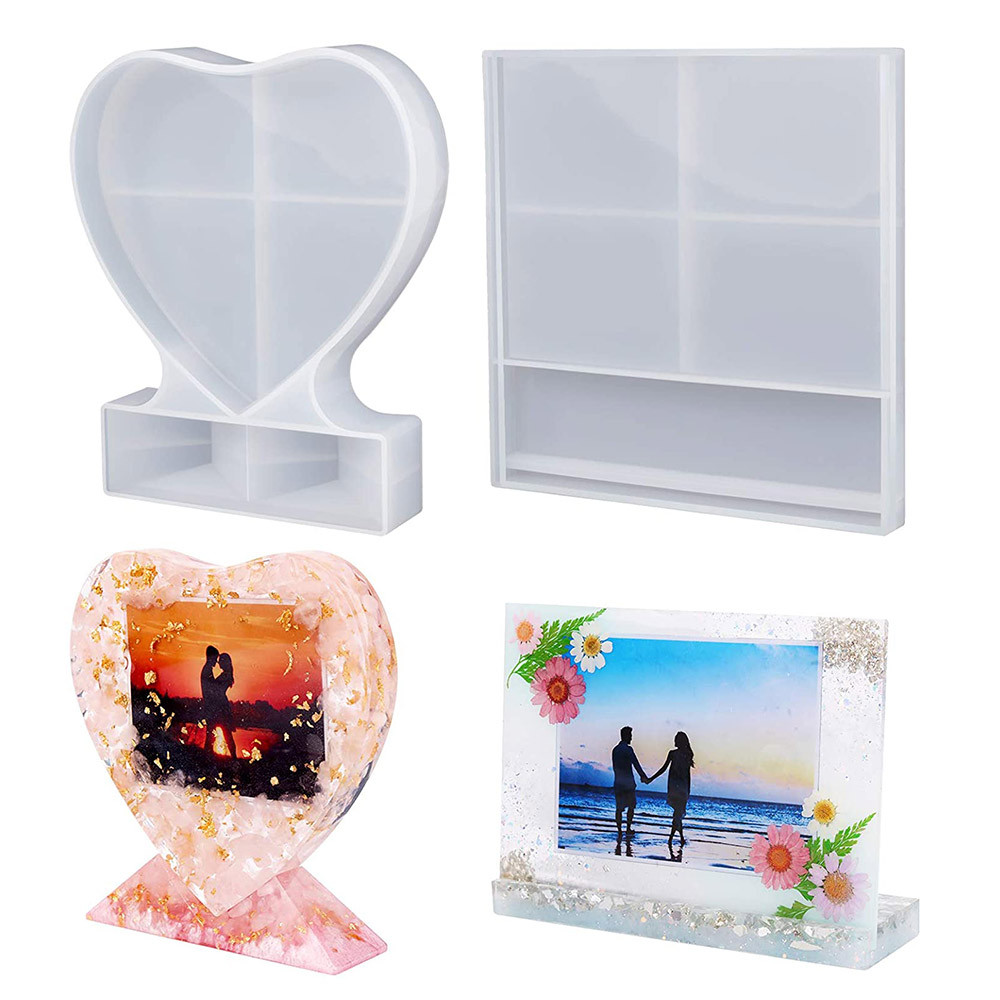 

Resin Photo Frame Molds Large Silicone Picture Frames Resin Molds Casting Heart Shape UV Epoxy Moulds For DIY Home Table Decor
