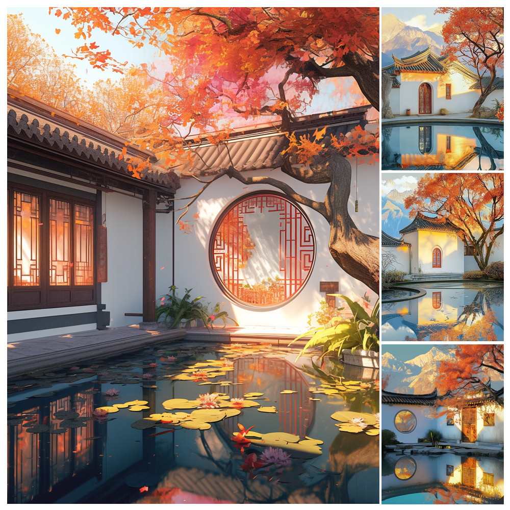 

Painting By Numbers Hand Hui-Style Architecture Adult Kit Seascape DIY Acrylic Paint Canva Artwork Art Gift Home Decorate