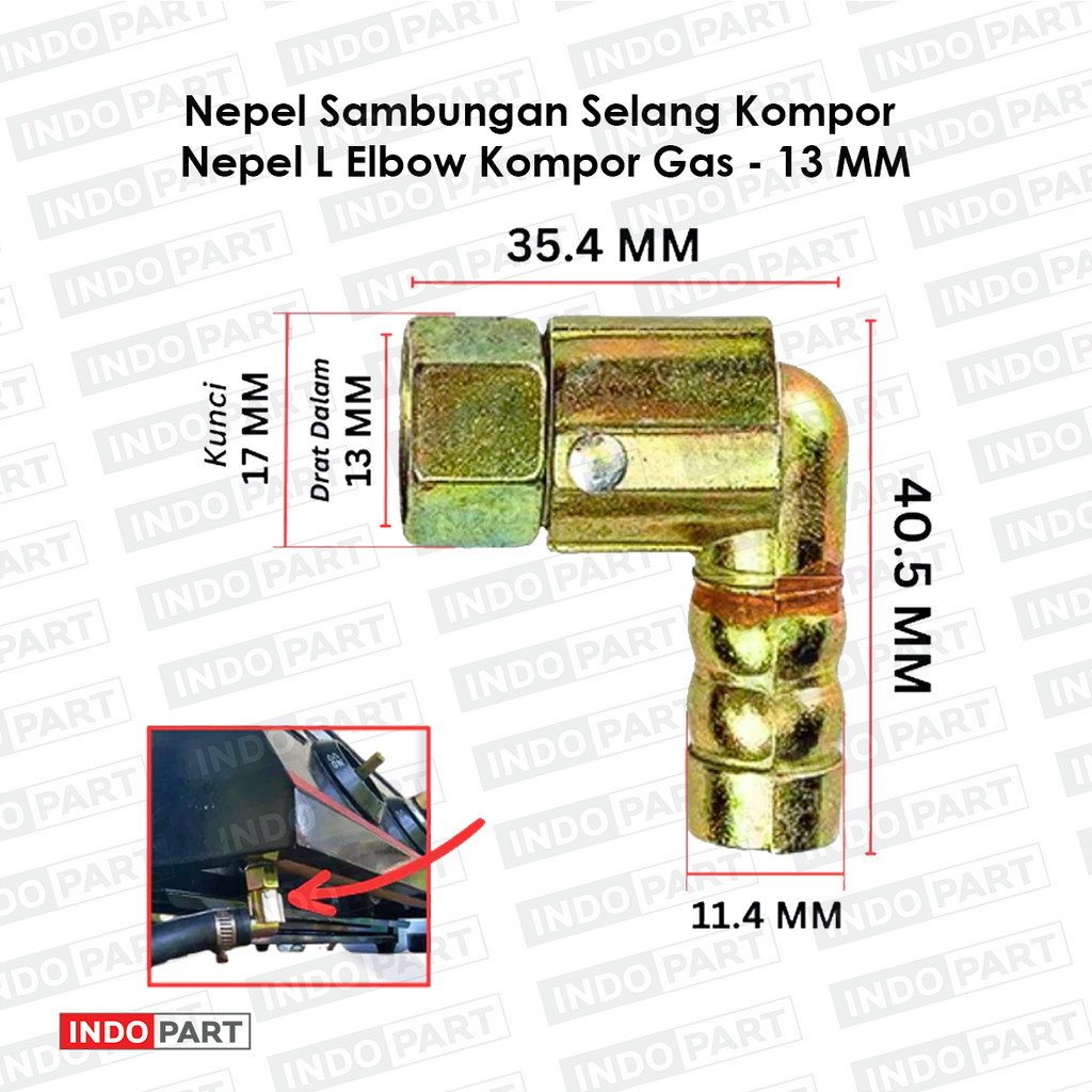 Nepel Sambungan Selang Kompor Gas L / Elbow Nepple Sambungan Kompor Panggang