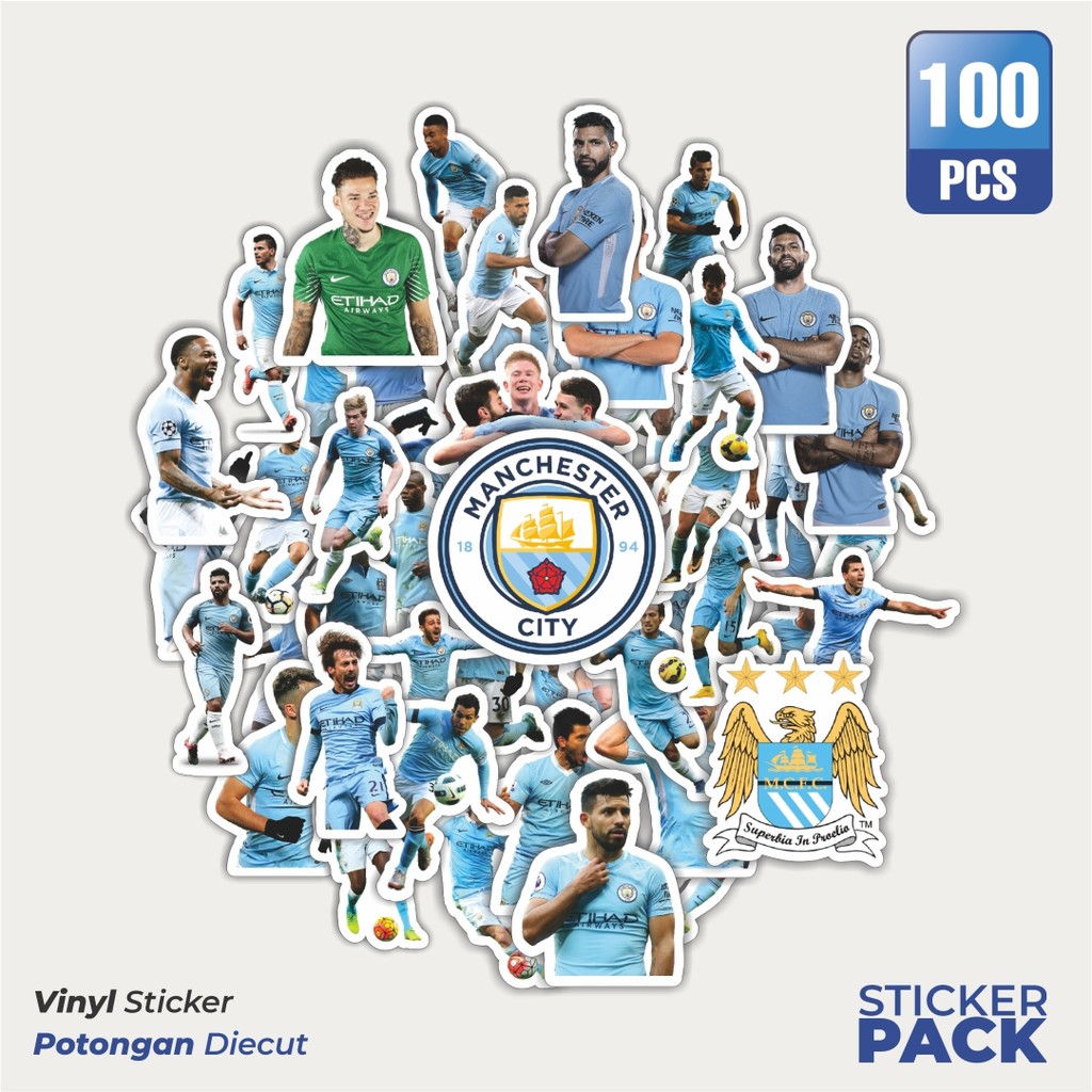

Super Hemat! 100 PCS Stiker Stiker Football Series Manchester City Dekorasi Lucu Kreatif untuk Notebook, Skateboard, HP