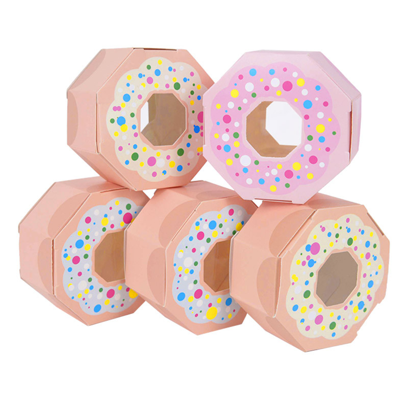 

10PCS Donut Part Gift Box Kids Birthday Party Decoration Donut Theme Baby Shower Favor Snack Candy Cookie Package Boxes