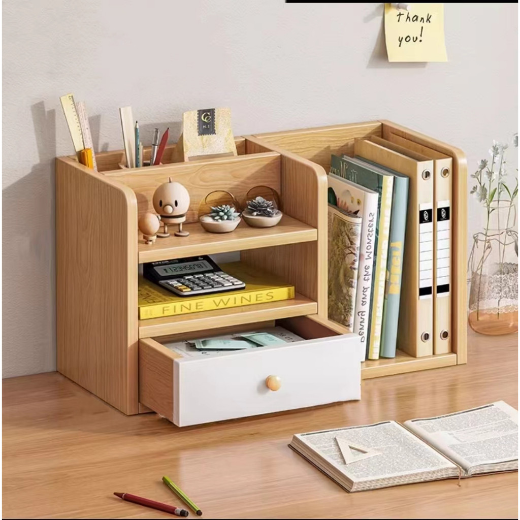 

Furnibest Meja Rak Rak Buku Buku Kayu Lemari Portable Susun Multifungsi Book Rack Kayu Stationery Desktop Storage Rak Penyimpanan Buku Organizer Meja