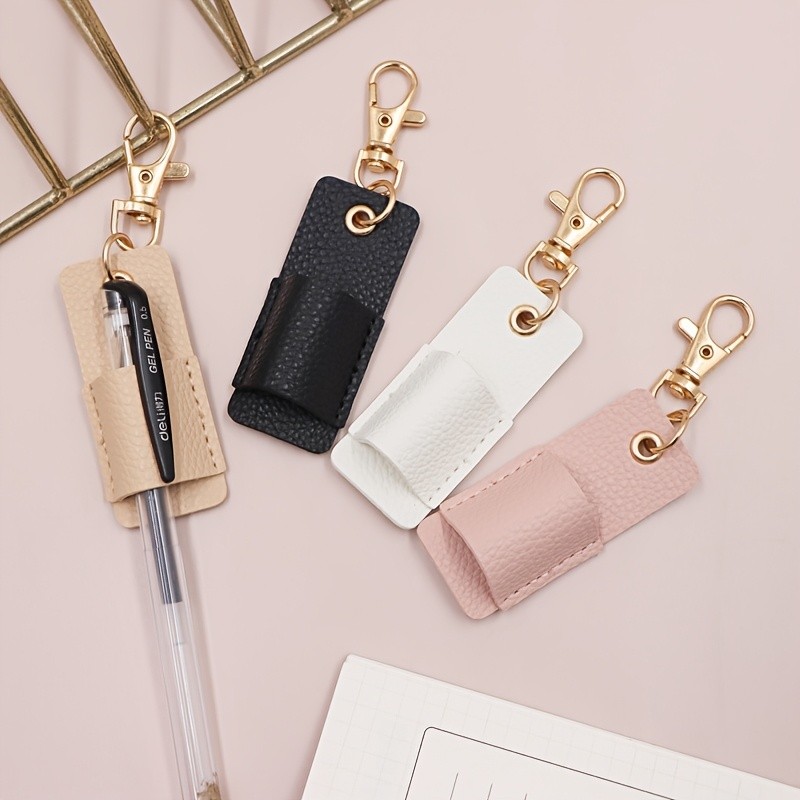 

Portable Lanyard Pen Holder, Leather Badge Pencil Holder Leather Pen Pouch Holder Pocket Protector for Office