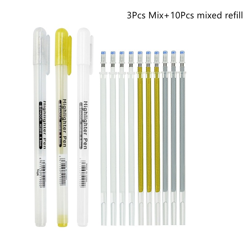 

13Pcs White Gold Silver Gel Pen Set 0.8mm Sketching Highlighter Pens for Artists Drawing Manga Illustration Art Marker Supplies