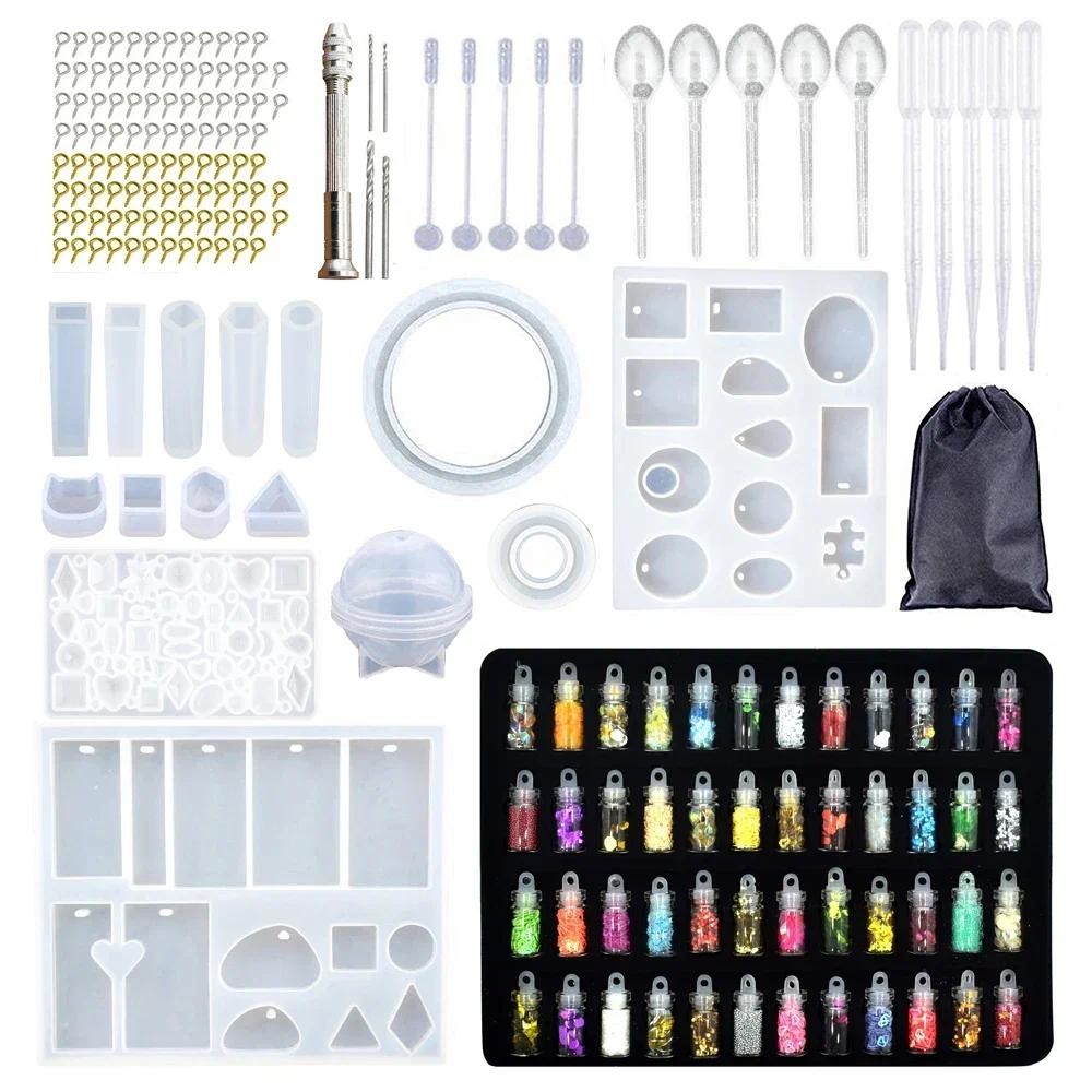 

A SET Epoxy Resin Mold Kits Silicone Epoxy Mold Set Jewelry Casting Tools Earring findings for epoxy Jewelry Making Supplies DIY