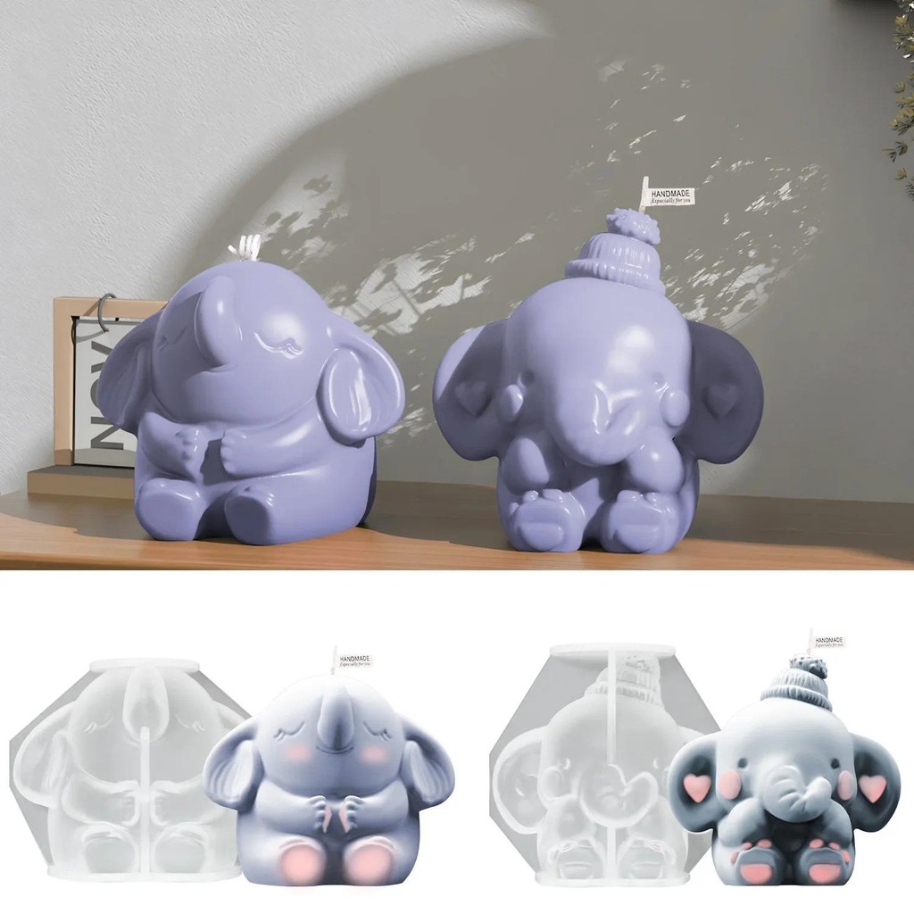 

Cute Elephant Candle Silicone Mold DIY Resin Aromatherapy Plaster Desktop Doll Ornament Handmade Holiday Gift Soap Candle Mold