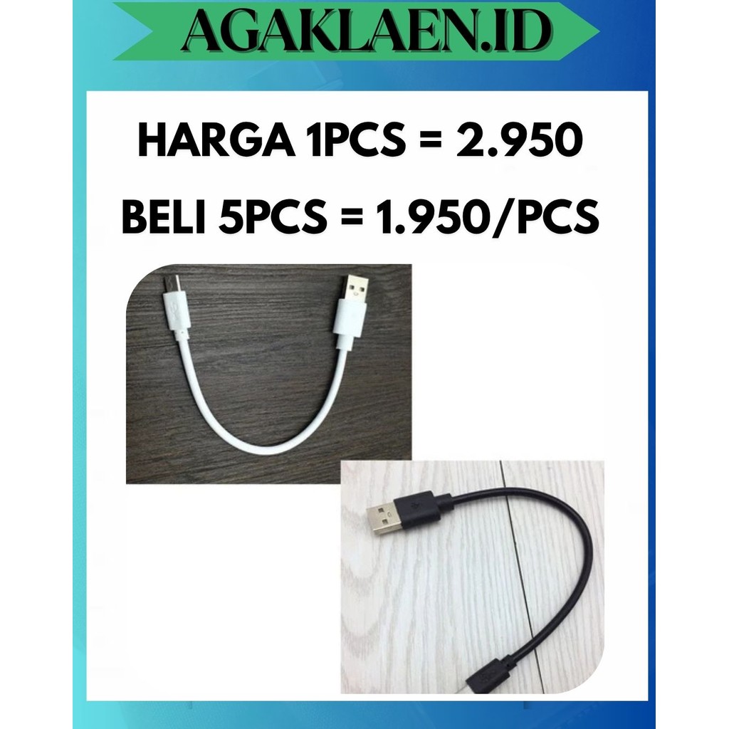 AL KABEL CHARGER POLOS PENDEK POWERBANK 10 - 15 CM FOR MICRO USB HITAM / PUTIH