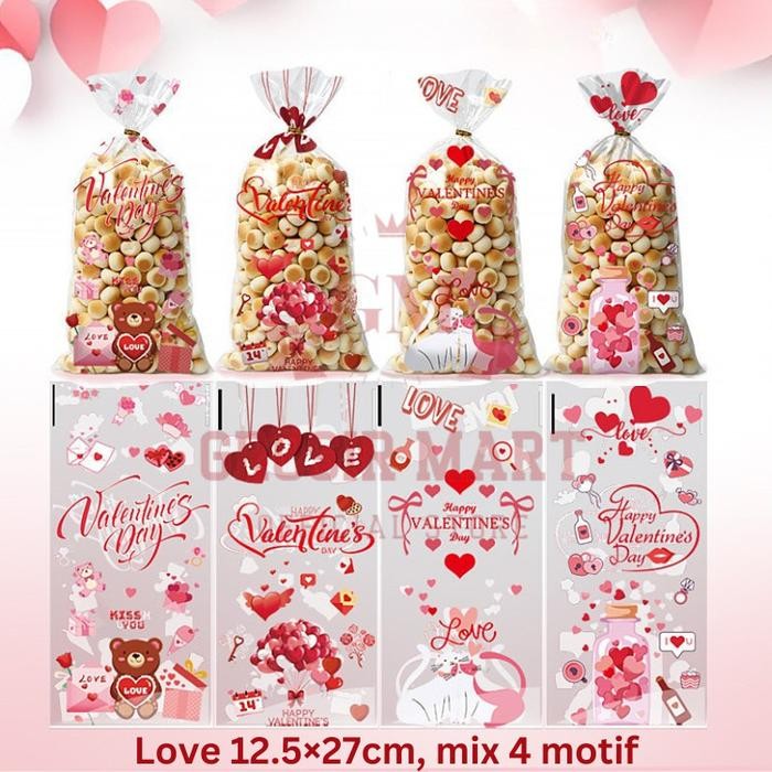 

[STOK TERBARU] Berkualitas Plastik Kado Motif Dinosaurus Hadiah Bingkisan Snack Ulang Tahun Karakter Lucu Plastik Snack Ultah Anak Cowok Cewek Ulang Tahun Plastik Biskuit Permen Gift - Love, 12,5x27cm Paling Larish