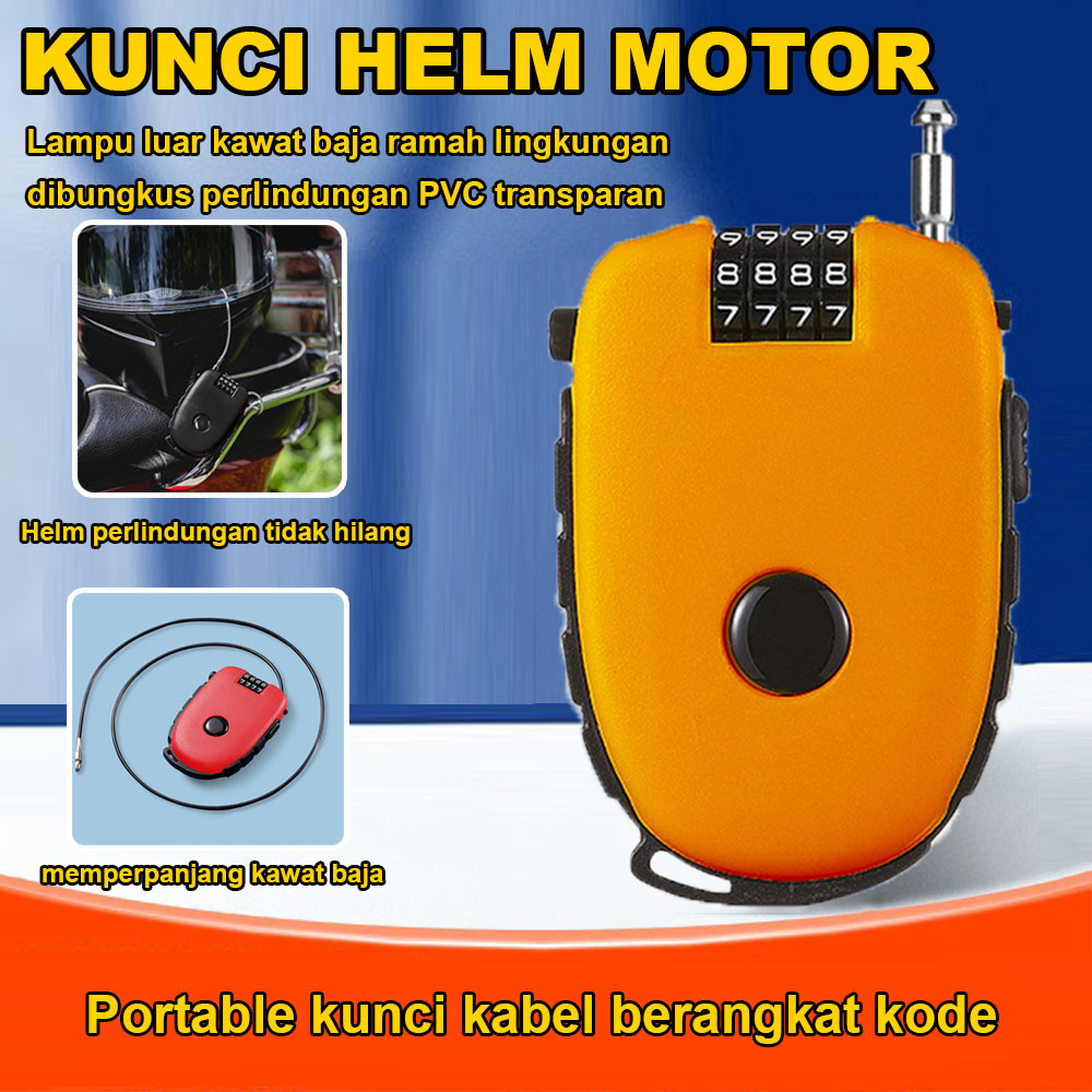 Pengaman Sepeda gembok kawat Helm 3 Digit lock Kabel gembok tali gembok baja