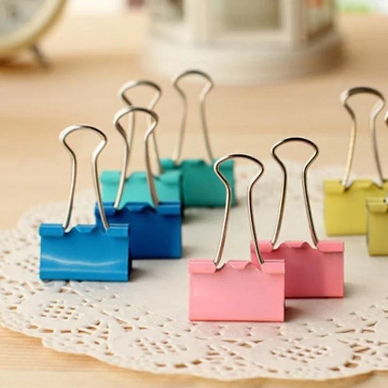 

New 20 Pieces/Lot Paper Clips 15mm Metal Binder Clips School Supply Office Supplies Stationery Binding Supplies Colorful