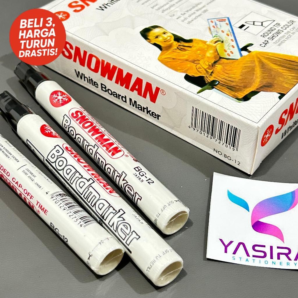 

12 PCS Spidol Boardmarker Snowman Papan Tulis Putih