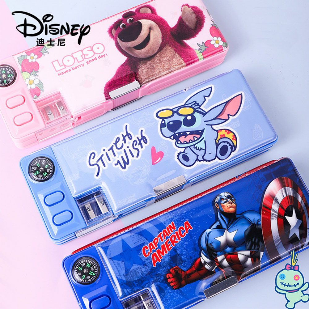 

Disney Stitch Multi functional Pen Box with Sharpener Portable Lotso Cartoon Pencil Case Student Fun Study Tool Gift