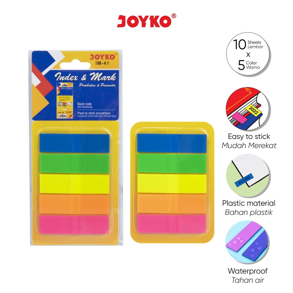 

Index & Mark Penanda Pembatas Joyko IM-41 Plastik - Sticky Note Page Markers Flags Index