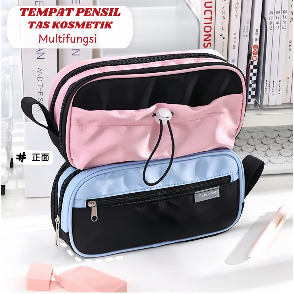

Tempat Pensil Multifungsi / Tas kosmetik / Kotak Pensil Waterproof Style Korea / Kotak pensil Alat Tulis Import