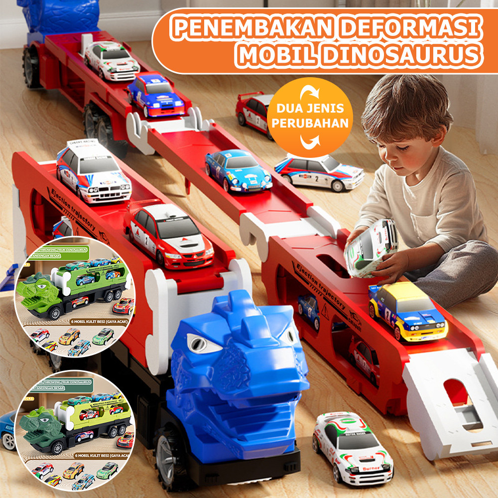 Alloy Truk Panjang Dinosaurus Storage Boy Versi Mainan