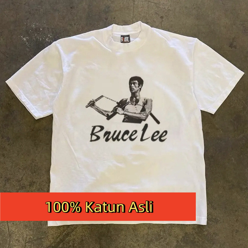 Kaos Vintage Bruce Lee - Desain Kung Fu Iconic, Bahan Katun Heavyweight ala Amerika