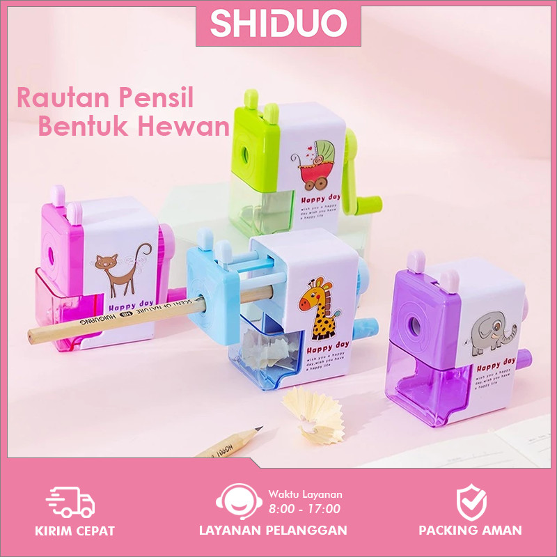

[COD]Rautan Putar/Rautan Serutan Pensil Putar Gaya Kartun Sharpener Rautan Meja Serutan Pensil Putar 4 Warna