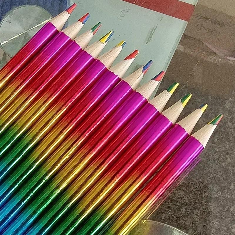 

3/10Pcs Rainbow 4 Color in 1 Pencils Rainbow Pencils Wooden Colored Pencils Multi Colored Pencil for Kids Office School Supplies