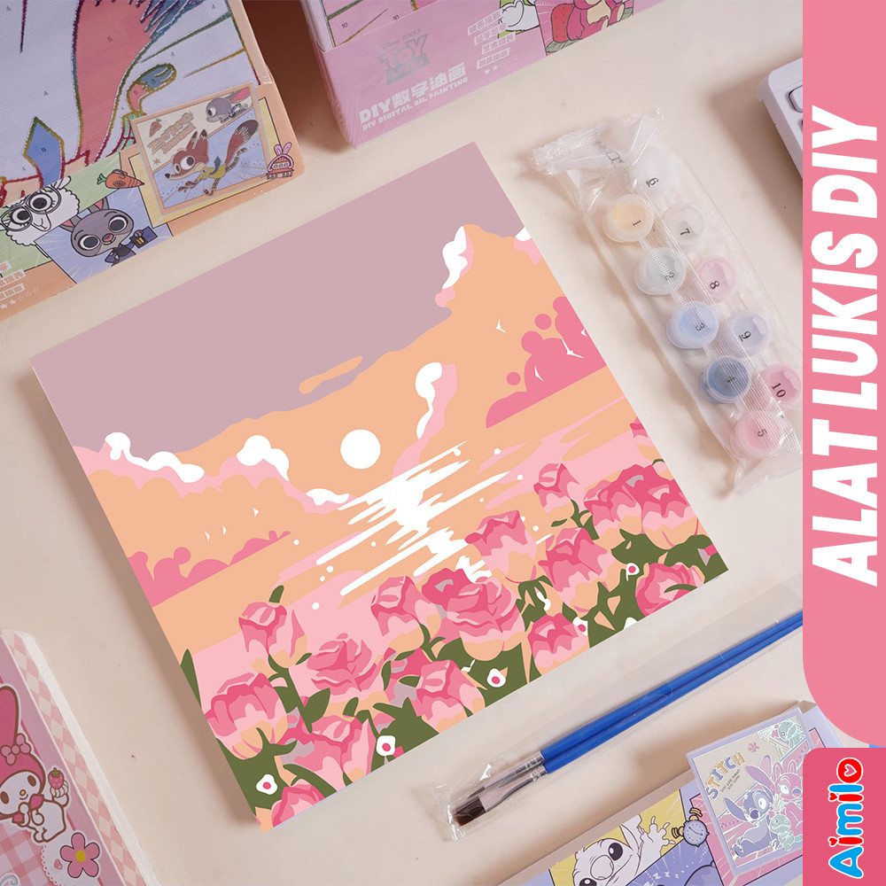 

Aimilo - Paint By Number 20x20cm Kanvas Melukis Anak 1 Set Lengkap DIY Lukisan Aesthetic