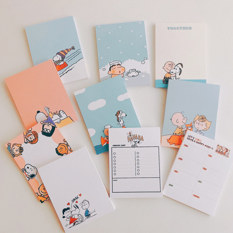 

50/500pages Snoopy Note Pad Variety Cartoon Animekawaii Office School Student Message Memo Supplie Stationery Gift Ins Popular