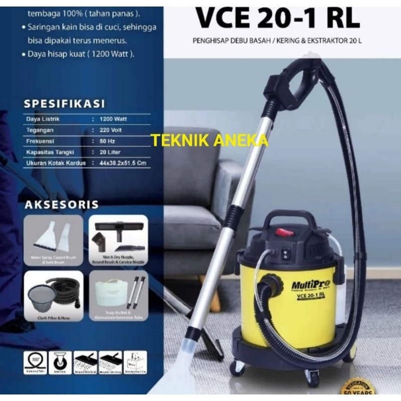 MULTIPRO VCE20-1RL VACUUM CLEANER WET DRY BLOWER EXTRACTOR BASAH KERING EKSTRAKTOR 20 LITER VCE 20-1