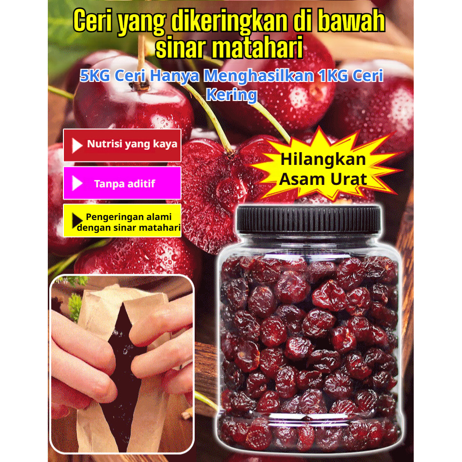 

✨PREMIUM QUALITY✨Buah Ceri Kering/Cherry Kering Manis Alami/Camilan Sehat Buah Kering/Snack Sehat Rendah Kalori/Camilan Sehat untuk Diet -Tanpa Pengawet & Kaya Antioksidan